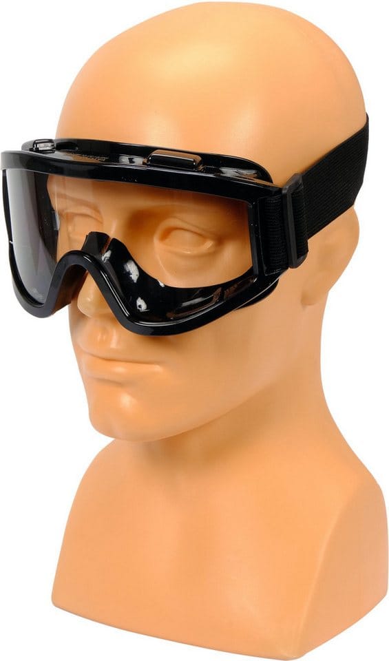 Schutzbrille mit Belüftung und schwarzem Rahmen