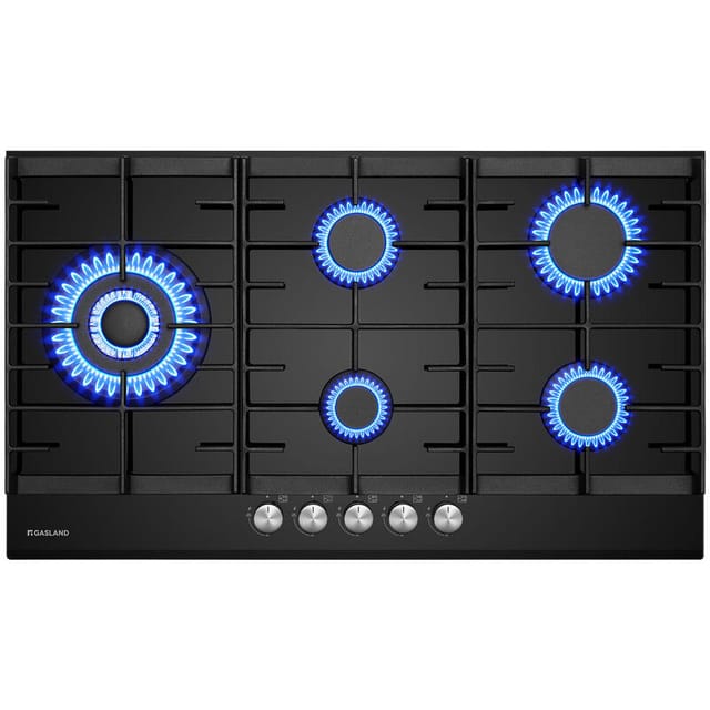 Gasland Eingebaute Erdgas/Butan/Propan-Kochplatte, gehärtetes Glas - GH2905BG1FC - 5 Kochstellen - 10400W - Mit Wok/Moka-Halterungen