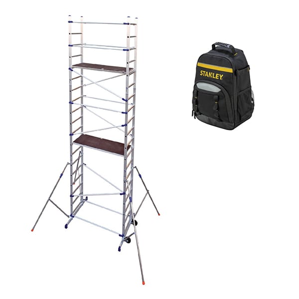 Gerüst mit 2 Plattformen - Arbeitshöhe 6,46 m + Rucksack - PN/CLA-SAC