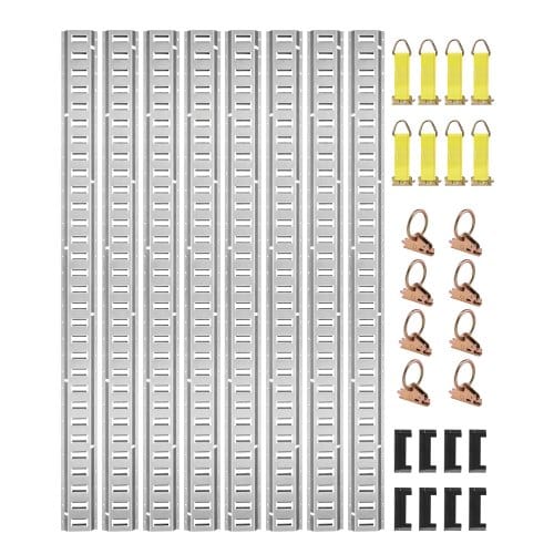 Vevor Zurrschienen 34 Stk. Airlineschienen, Silber Transportschiene, 454 Kg Max. Tragfähigkeit Ankerschiene, 1,52 M Schienenlänge Stäbchenzurrschiene Zur Ladungssicherung Für Anhänger Und Wohnmobile