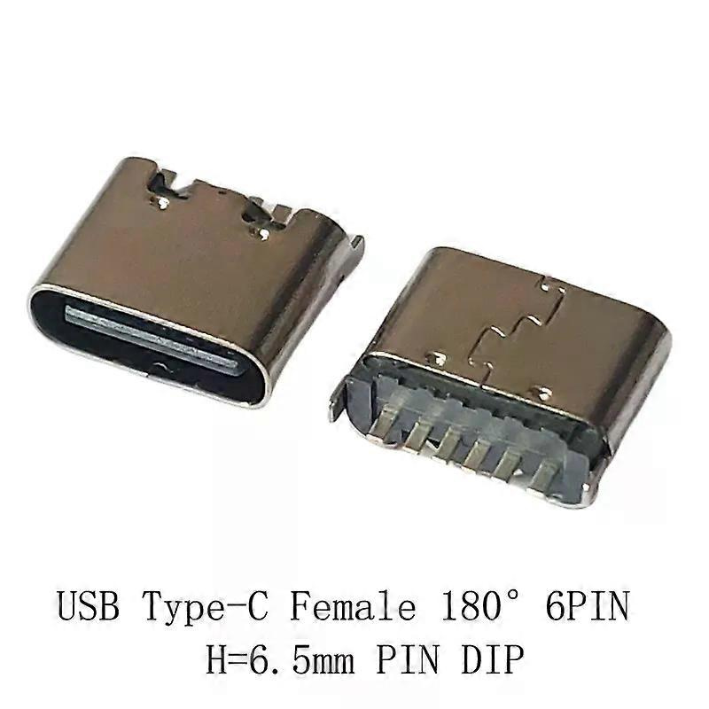 10 Stück/lot Usb 31 Typ C Buchse 180 Grad 6-pin Dip Stecker Höhe=65mm Für Handy-ladegerät Laptop Notebook