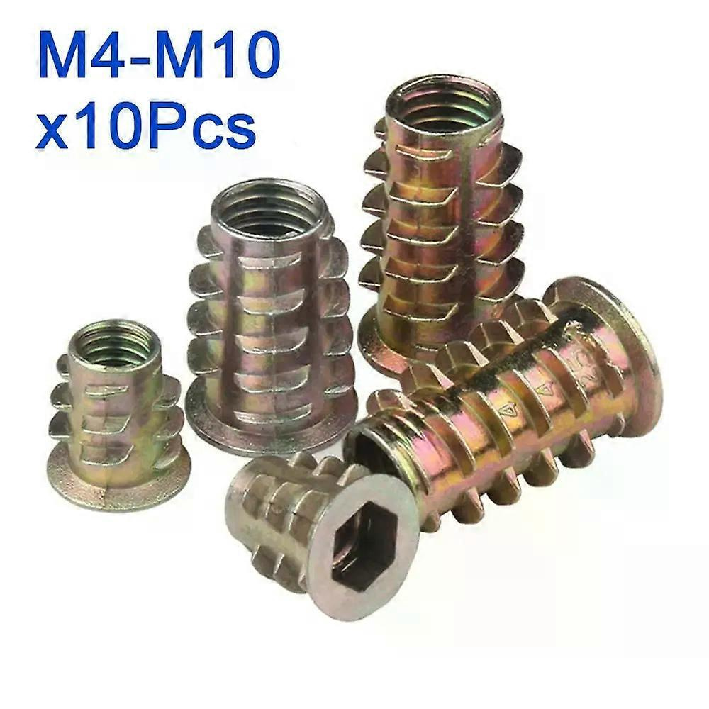 10 Stück/lot Sechskantmuttern M4 M5 M6 M8 M10, Zinklegierung, Sechskant-trapezmuttern, Flansch, Holzeinsatz, Langlebig