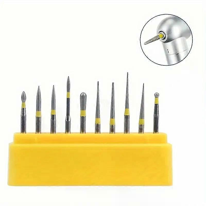 10-teiliges Fg-hochgeschwindigkeits-handstück-bohrerset, Schleifaufsatz, Bohrer, Schmirgelbohrer, Polieraufsatz, Schleifaufsatz, Dentalpolierwerkzeug