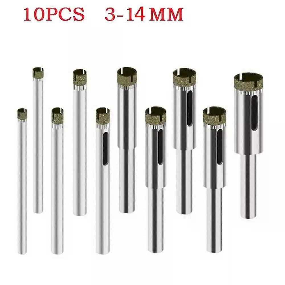 10-teiliges Diamantbeschichtetes Hss-bohrer-set Für Fliesen, Marmor, Glas Und Keramik, Lochsägen-bohrer Für Elektrowerkzeuge, 3 Mm–14 Mm