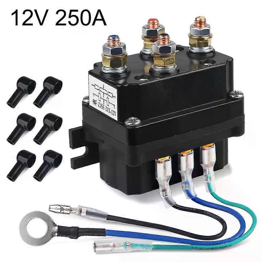 12v / 24v 250a Seilwinden-magnetrelais-schütz Mit 6 Schutzkappen Universal Für Atv Utv 1500-5000lbs Seilwinde (250a)