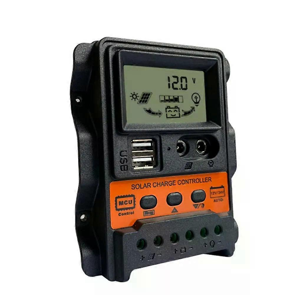 12v/24v Solar-laderegler Mit Usb- Und Lcd-temperaturanzeige, Solarpanel-spannungsregler, Batterieleistungsregler Und Lichtsteuerung