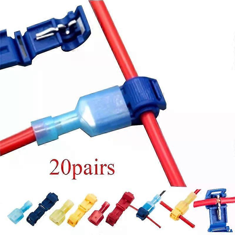 20 Paar T-abzweigverbinder 22-10 Awg Schnellverbinder, Elektrisch Isolierte Flachsteckverbinder Für Einfache Drahtverbindungen