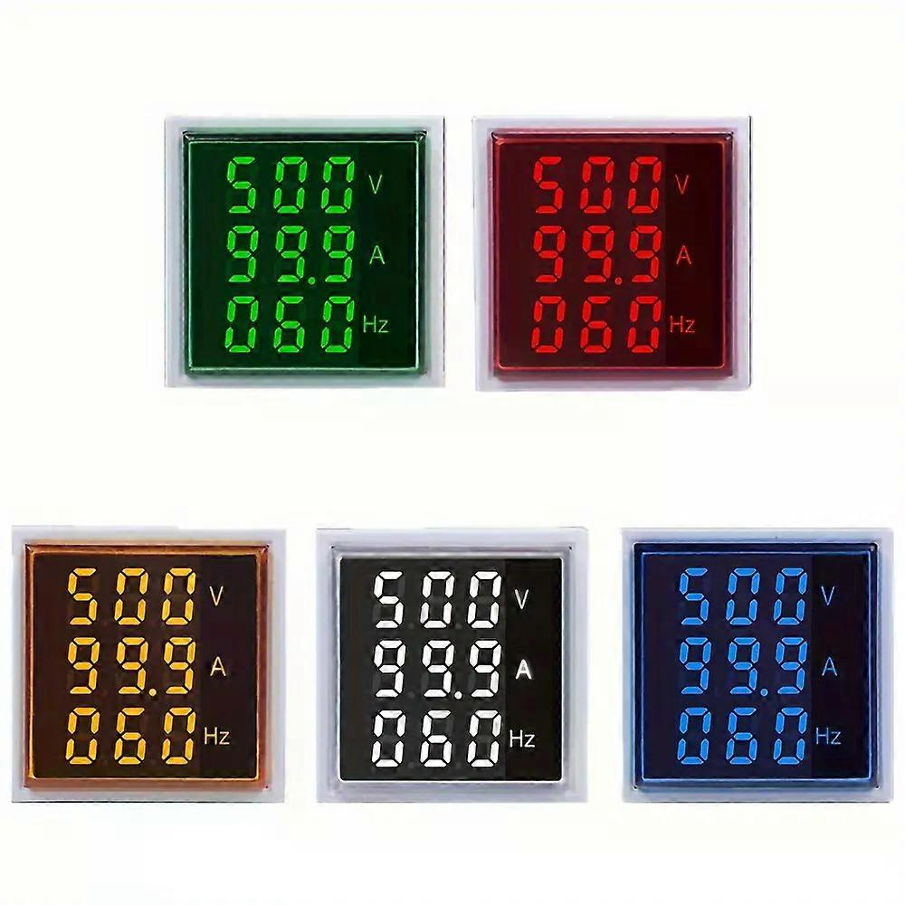 22 Mm Quadratisches Led-digitaldisplay, Wechselstrom 60–500 V, 0–100 A, Spannungs-, Strom- Und Frequenzüberwachung 20–75 Hz, 3-in-1-panelmeter Für Industrielle Anwendungen
