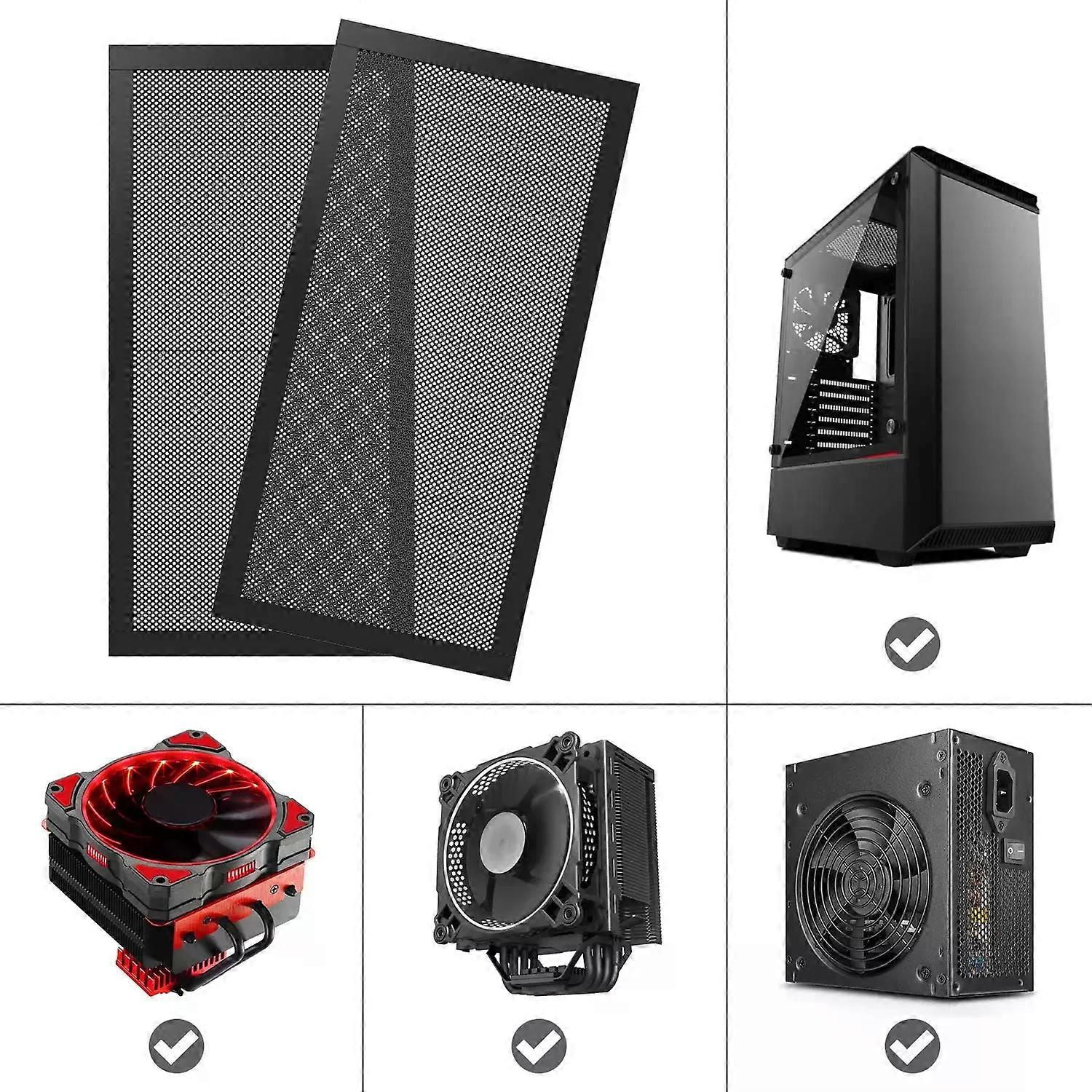 2er-pack Pc-gehäuse-kühlstaubfilter, Magnetisches Pvc-netz, Lüfterabdeckung, Staubfilter, Antistaubnetz, 12 X 24 Cm/12 X 12 Cm, Für Pc-computer