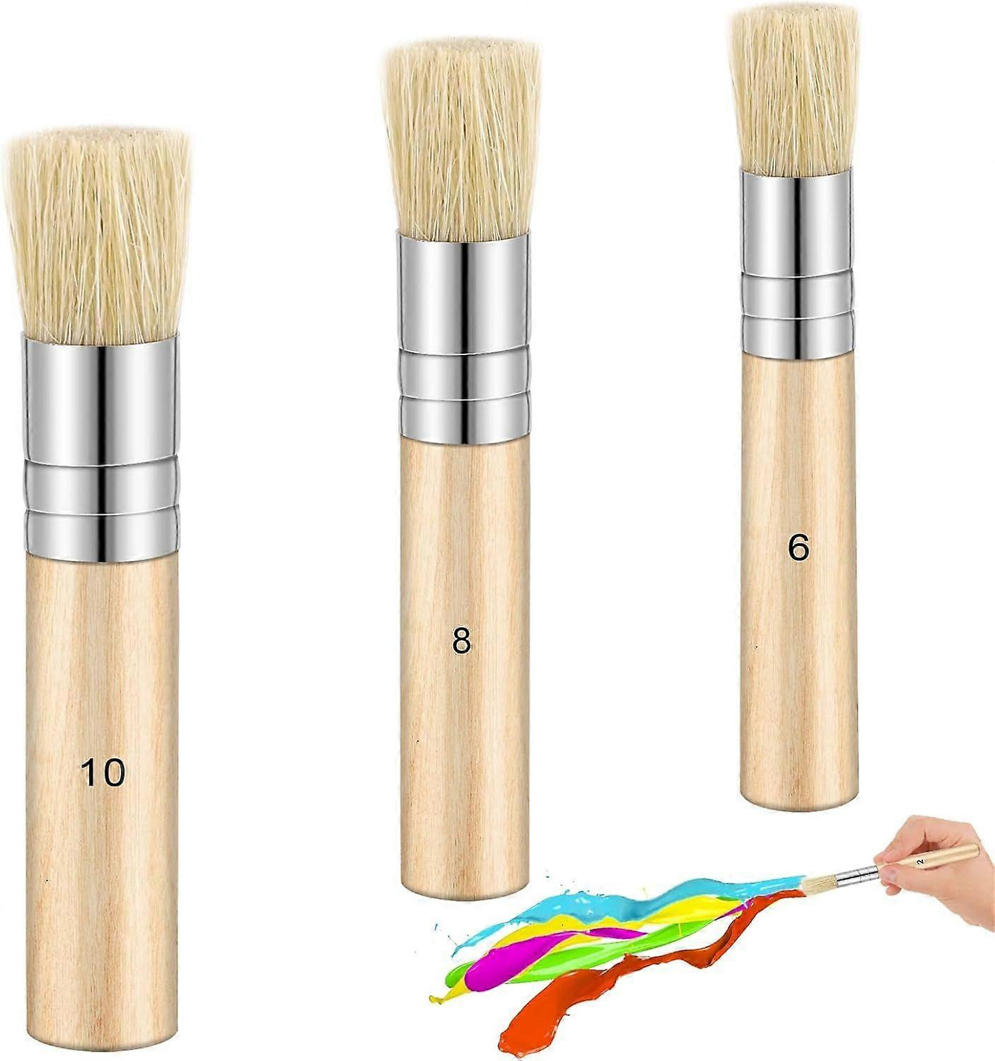 3-teiliges Set Aus Holz-schablonenpinseln Mit Naturborsten Für Acryl-, Öl- Und Aquarellmalerei