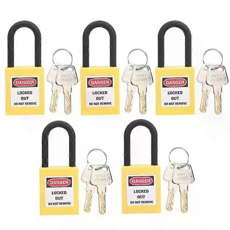 5er-sets 38-mm-nylon-sicherheitsvorhängeschlösser, Staubdicht, Für Industrieanlagen, Gelb/rot
