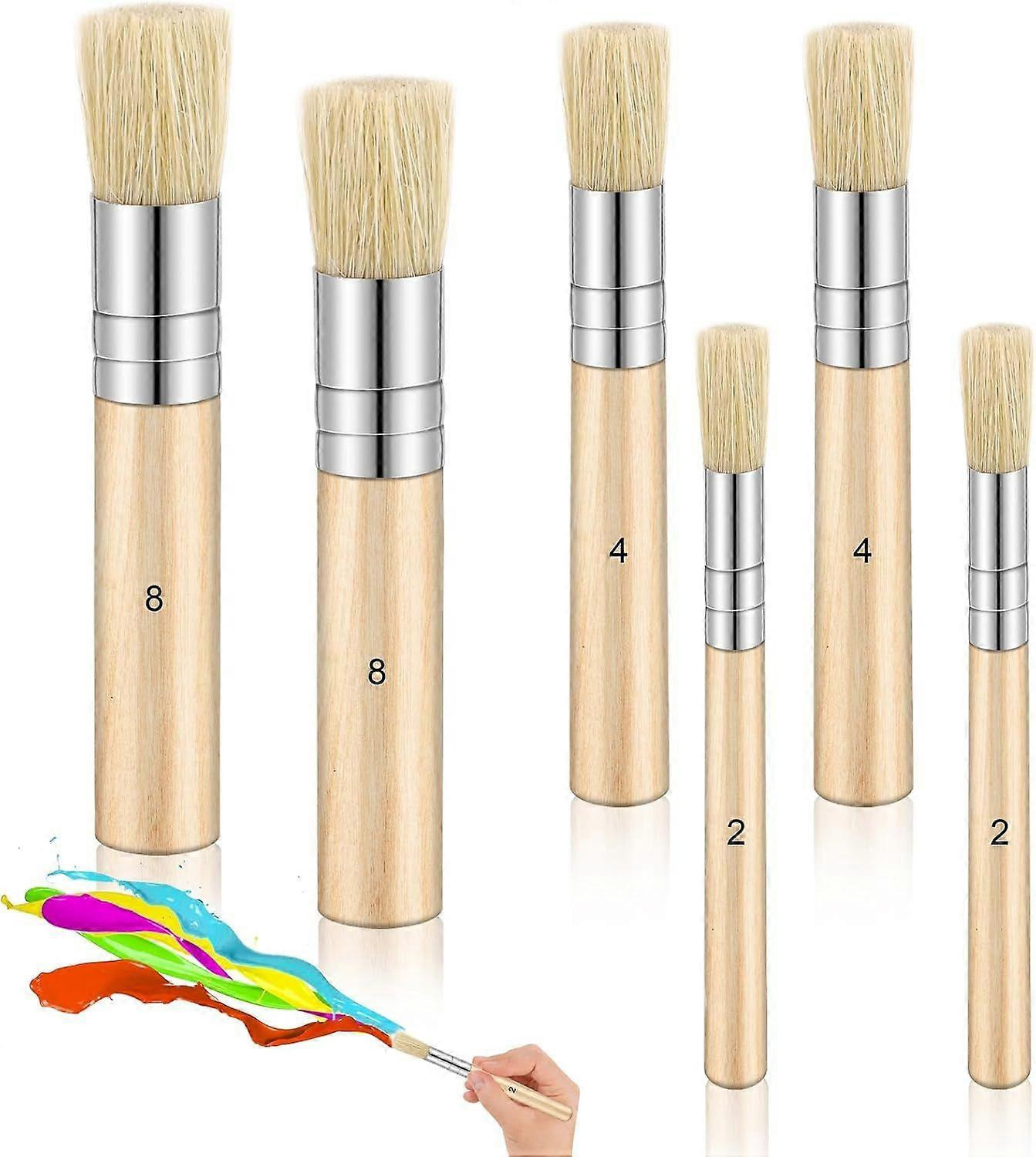 6-teiliges Set Aus Holz-schablonenpinseln Mit Naturborsten Für Acryl-, Öl- Und Aquarellmalerei