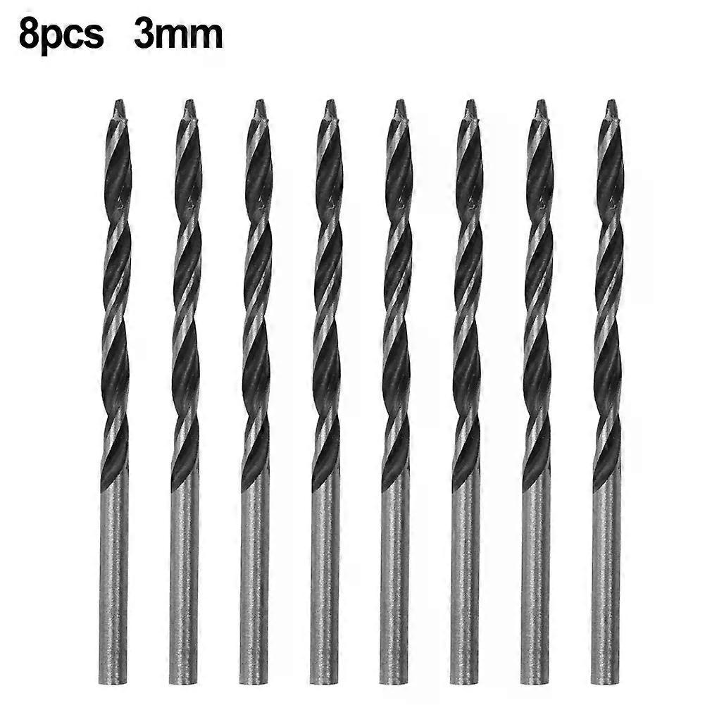 8-teiliges Set Dreipunkt-spiralbohrer, 3 Mm Durchmesser, Aus Hochkohlenstoffhaltigem Stahl, Für Reparaturen, Heimwerkerarbeiten, Holzbohren, Schleifen Und Elektrowerkzeuge