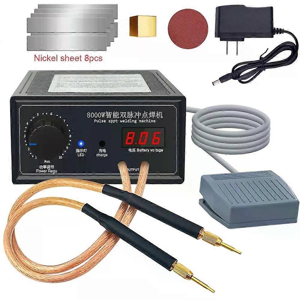 8000-w-punktschweißgerät, Hochleistungs-handpunktschweißgerät, Tragbar, 1200 A, Einstellbare Schweißleistung, Für 18650-akkus (2 X 5000 Mah)