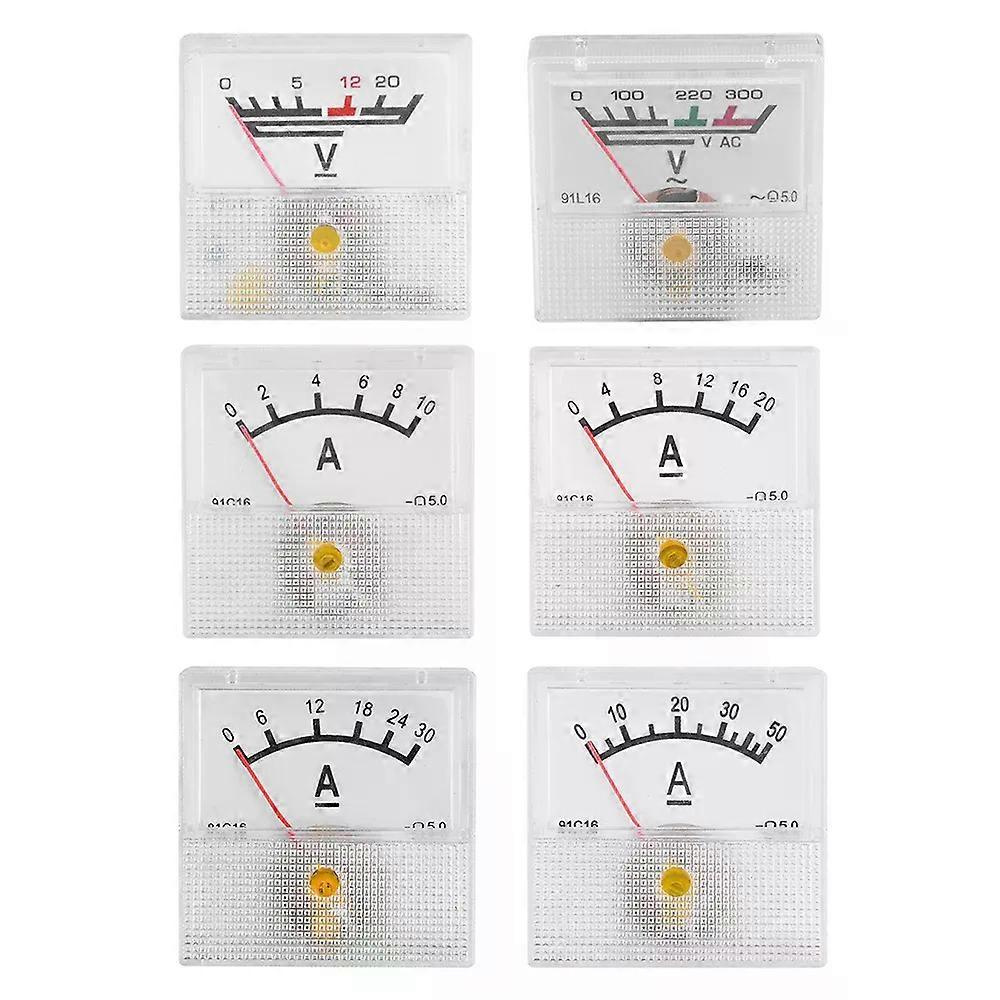 Analoges Strommessgerät Für Gleichstrom 0-10/20/30/50 A, Quadratisches Amperemeter, Spannungsprüfer Mit Mechanischem Zeiger Für Gleichstrom 0-20 V Und Wechselstrom 0-300 V