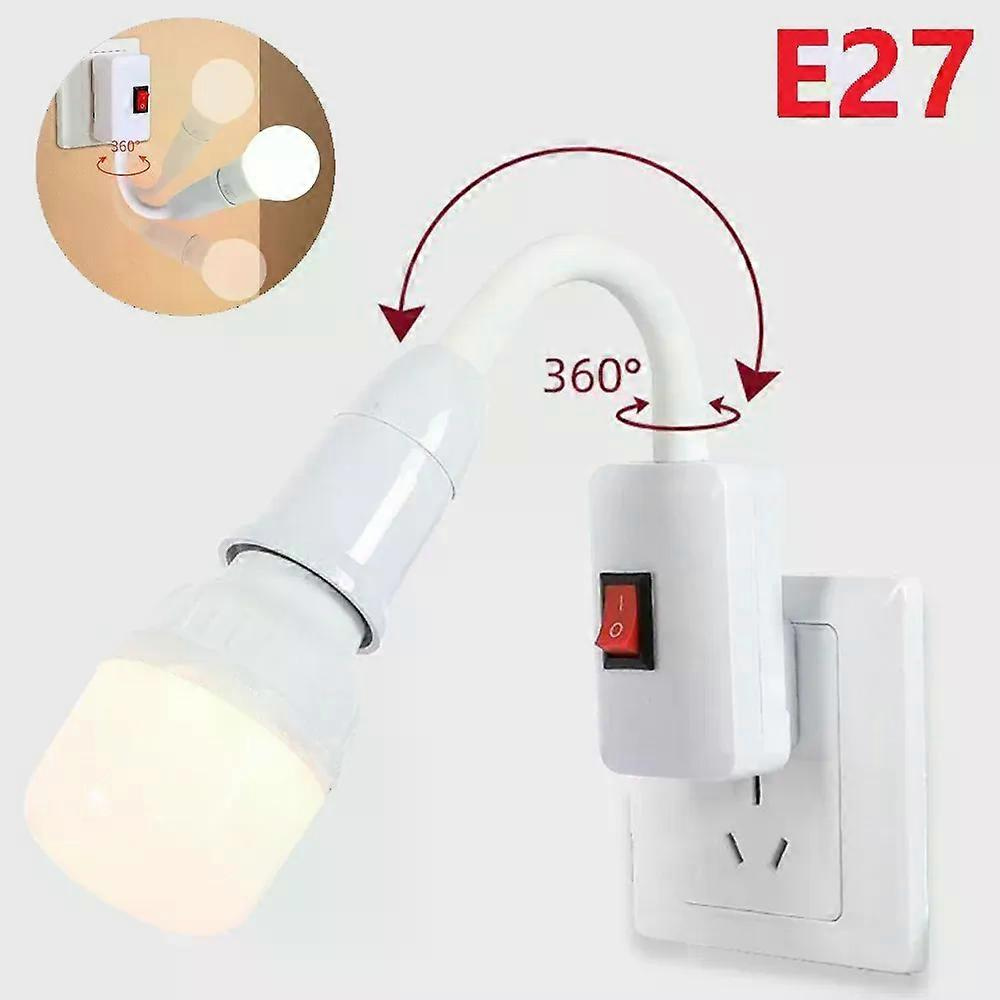 Direkteinsteckbarer, 360° Drehbarer E27-fassungsadapter Mit Schalter Für Led-lampen (eu/us-stecker)