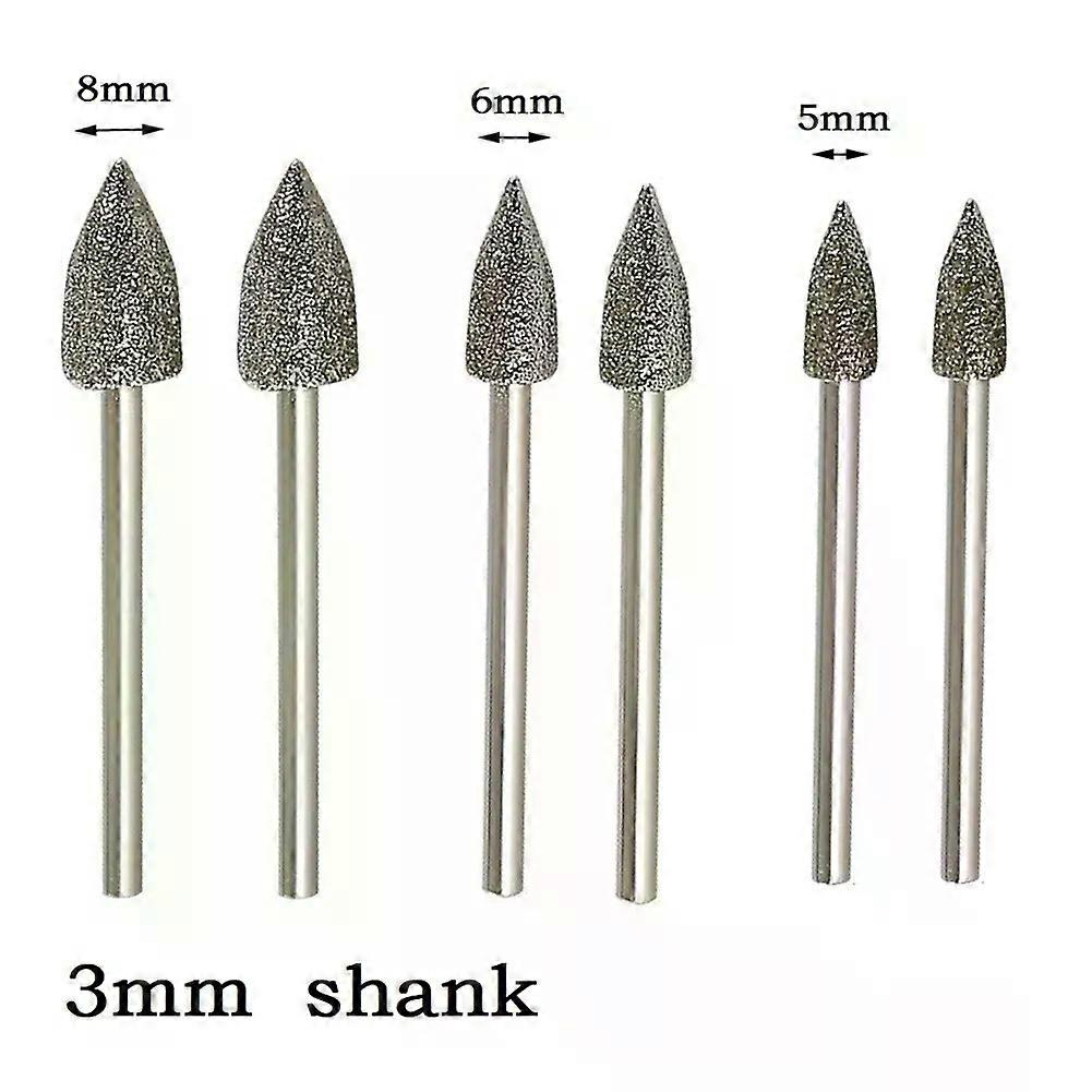 Eeatop 2 Stück 3 Mm Schaft Diamantschleifkopf Mit Montierten Fräsern Diamantschleifscheibe Für Jade, Metall, Stein, Rotationswerkzeug Access 5/6