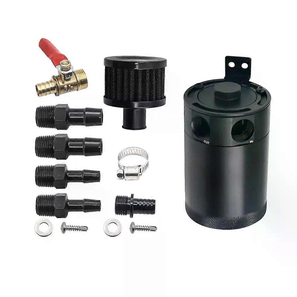 Hd 2-port-ölabscheider-tank, Rennsport-ölabscheider Mit Ablassventil, Universell, Schwarz Eloxiert