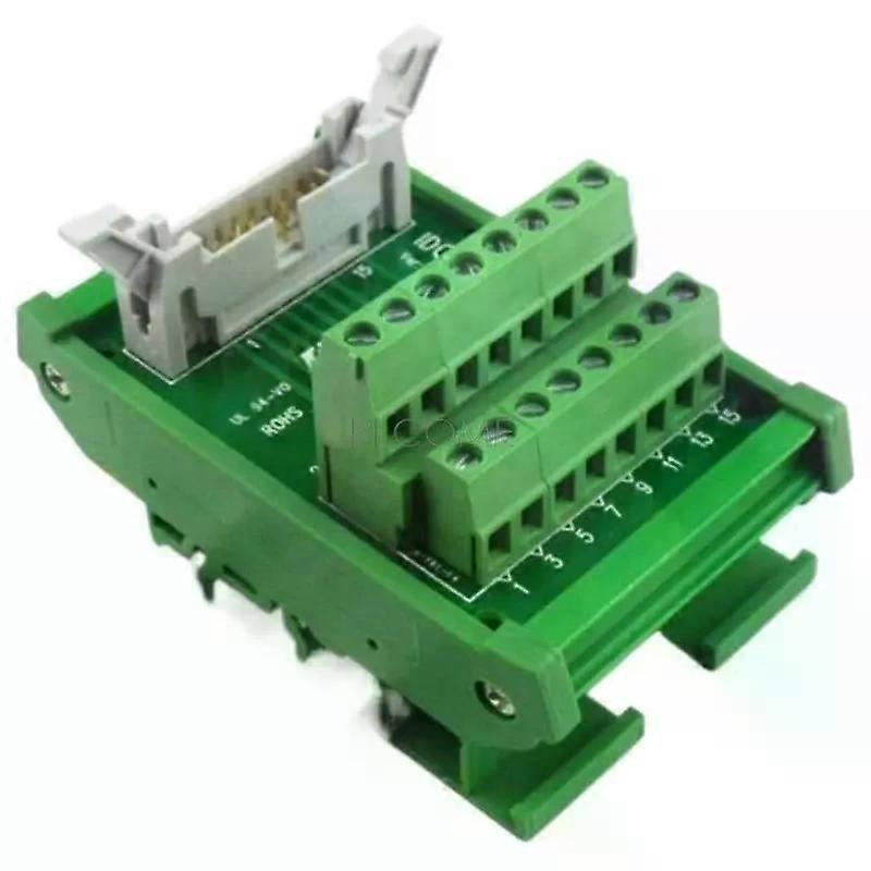 Idc16 Idc 16-poliger Stecker Auf 16-polige Klemmenblock-breakout-board-adapter Sps-relaisklemmen Din-schienenmontage