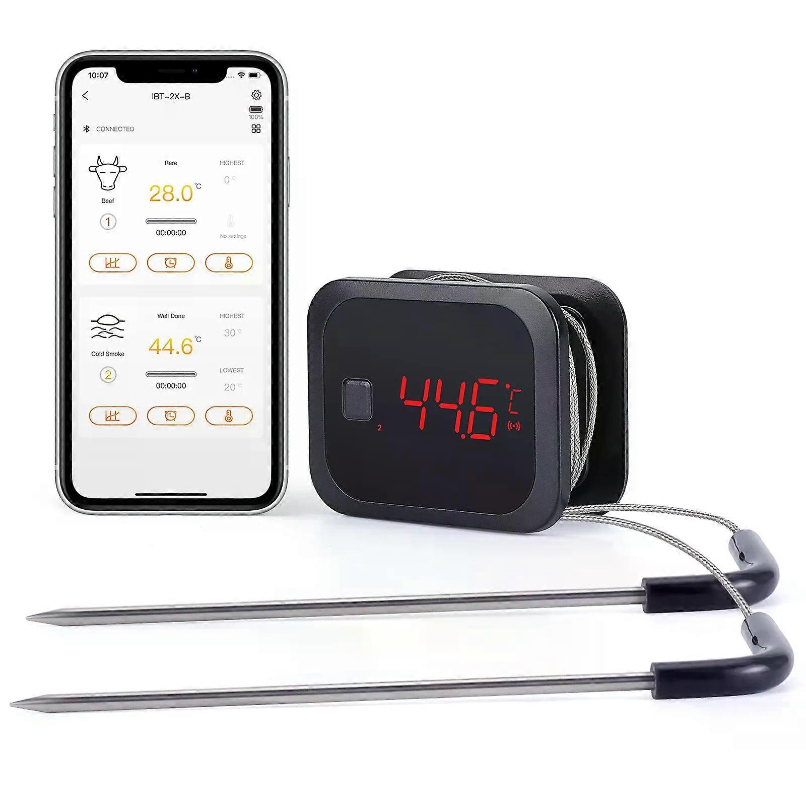 Inkbird Ibt-2x Digitales Kabelloses Fleischthermometer Mit Zwei Sonden Und Bluetooth-anschluss Zum Kochen Von Pute, Fisch Und Rindfleisch