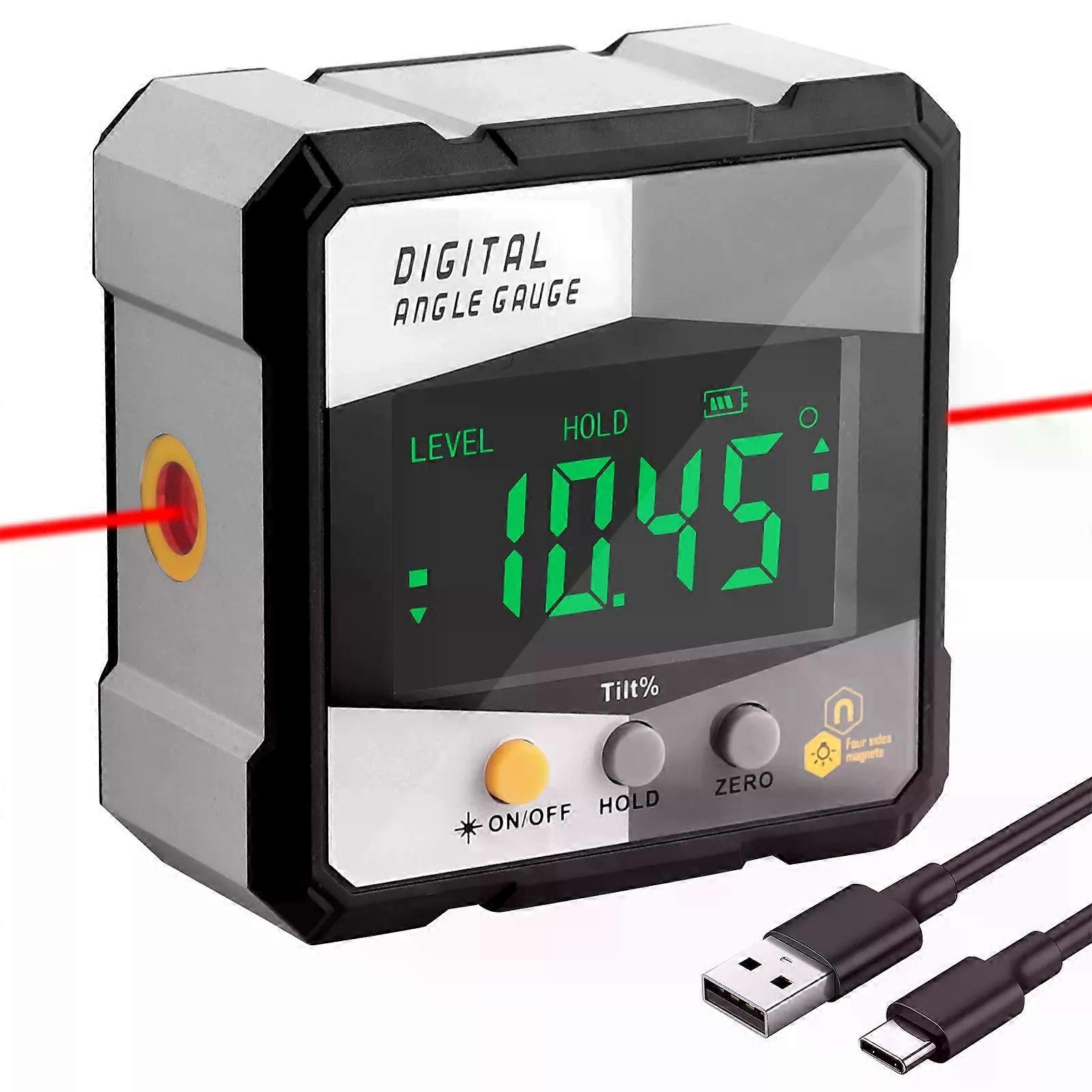 Laser-digitalwinkelmesser, Neigungsmesser, Laser-wasserwaage, Lineal, Usb-aufladbarer Neigungsmesser, Magnetfuß, Goniometer, Magnet-neigungswerkzeuge