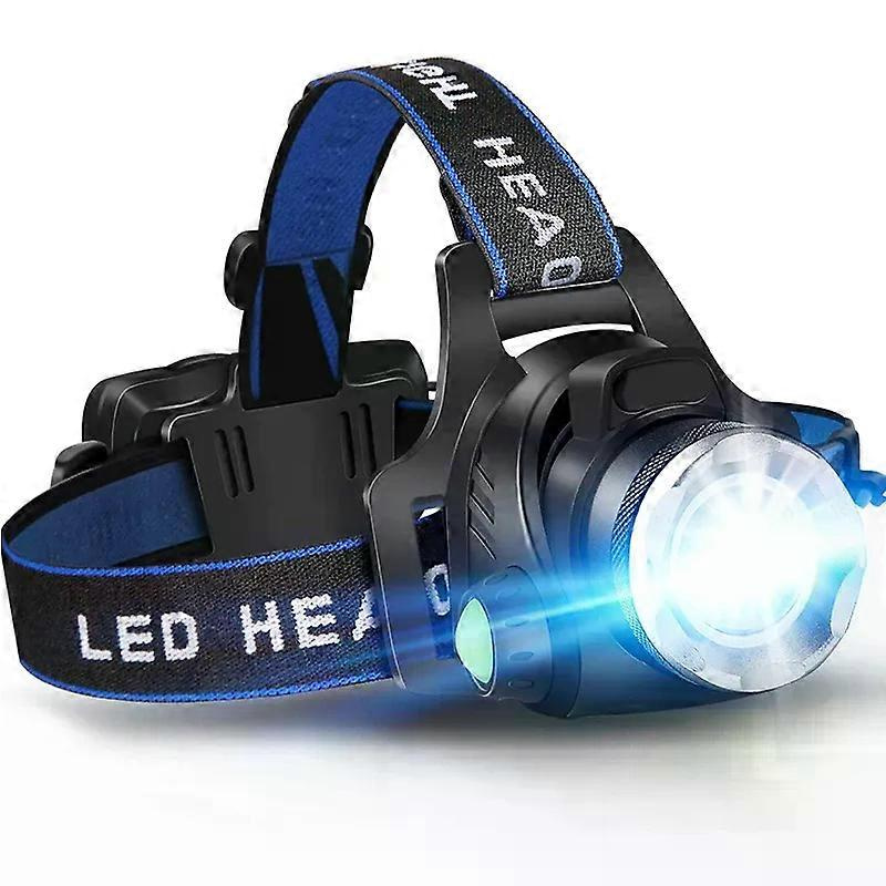Leistungsstarke Led-stirnlampe, Wiederaufladbar, Teleskopierbar, Zoombar, Wasserdicht, Arbeits-stirnlampe Mit Hoher Leuchtkraft