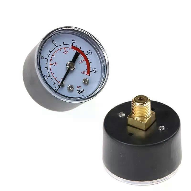 Luftkompressor-druckmessgerät Für Pneumatische Hydraulikflüssigkeiten, Gehäuse Aus Eisen, Bar-druckanzeige, Doppelskala 0–12 Bar / 0–180 Psi, Durchmesser 40 Mm