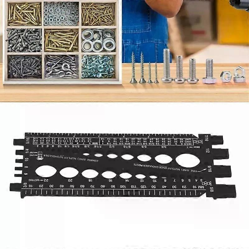 Multifunktionale Gewindelehre Für Muttern, Schrauben Und Bolzen (zoll/metrisch) Zur Schnellen Identifizierung Von Muttern Und Bolzengewinden – Ideal Für Werkstatt Und Garage (schwarz)