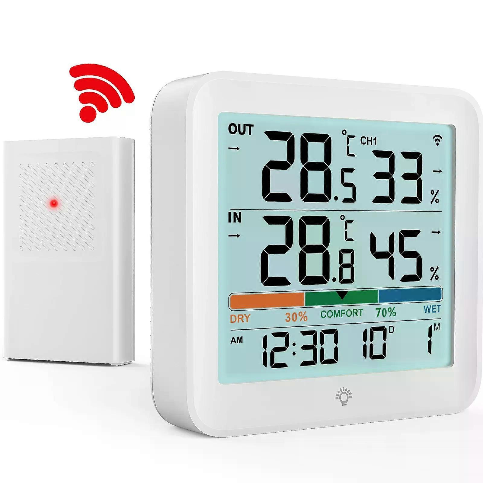 Noklead Lcd Digitalthermometer/hygrometer Für Innen- Und Außenbereiche – Temperatur- Und Feuchtigkeitsmesser Mit Sensor Für Büro Und Zuhause