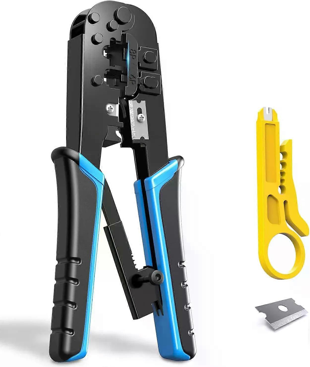 Rj45-crimpzange, Rj11- Und Rj45-crimpwerkzeug, Ethernet-netzwerkkabel-crimpzange, Abisolierzange Für 6-polige Und 8-polige Rj11-, Rj12- Und Rj45-kabel