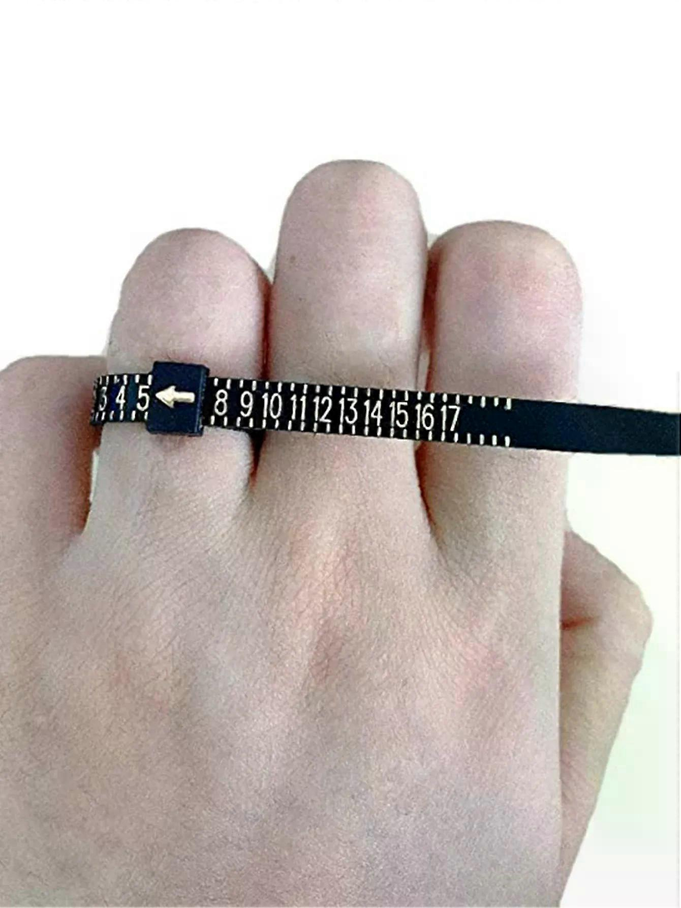 Schwarzer Ringgrößenmesser Aus Kunststoff, Misst Ringgrößen Von 1 Bis 17, Inklusive Vergrößerungsglas, Schmuckmesswerkzeug