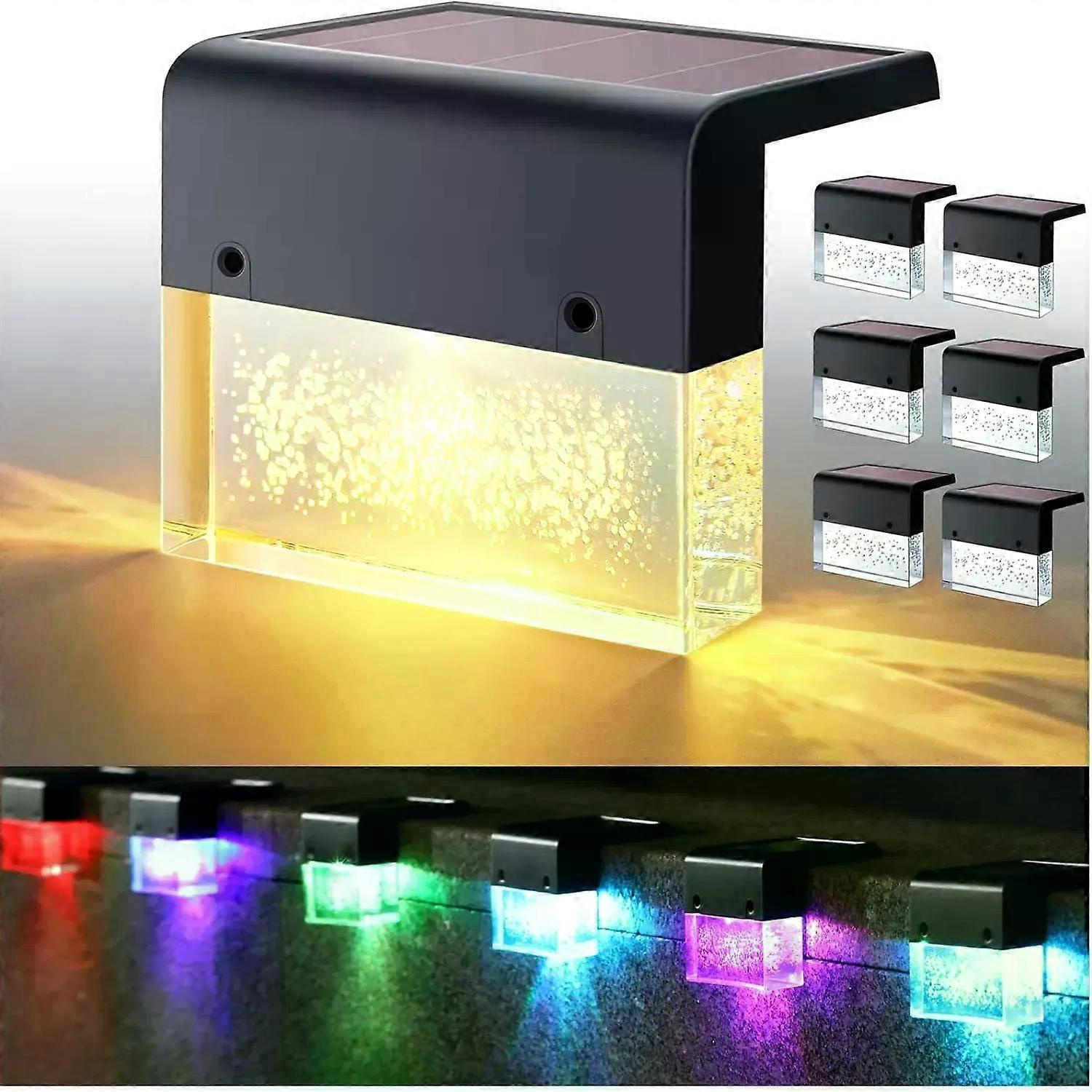 Solarbetriebene Zaunleuchten Für Den Außenbereich, Wasserdicht, Farbig Leuchtend Und Warmweiß, Mit Acryl-leds, Für Terrassenpfostenkappen, Dekorative Gartenleuchten