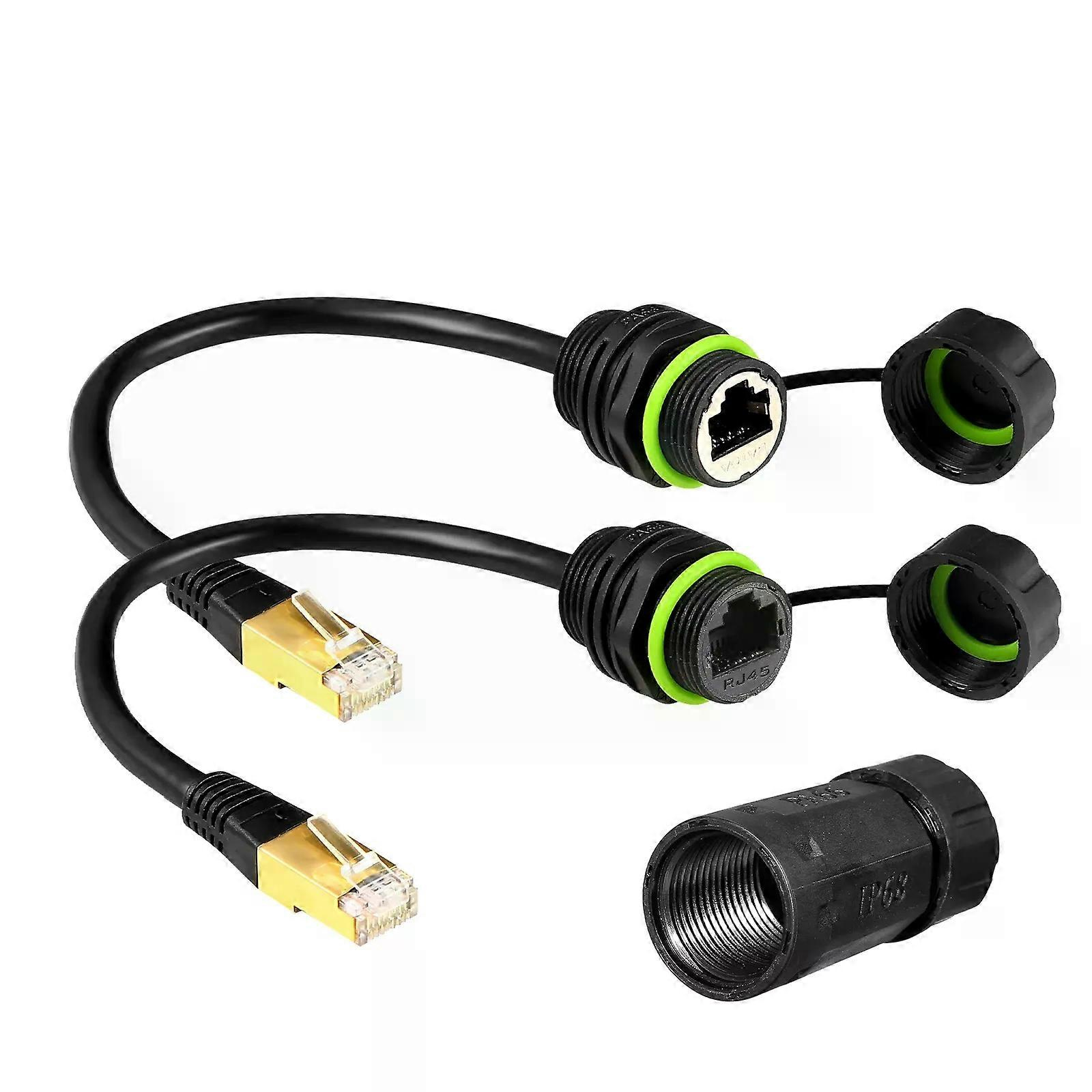 1 Stück Rj45 8p8c Wasserdichter Stecker, Rj45 Stecker Auf Buchse, Einbauausführung, Gehäuse Aus Zinklegierung + Pa66-kunststoff + Kupferkontakt, 250 Mm