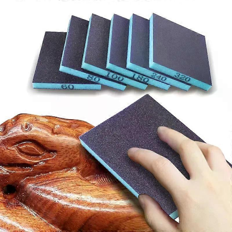 6er-pack Schleifschwämme, Körnung 60–320, Waschbar Und Wiederverwendbar, Für Nass- Und Trockenschleifen Von Metall Und Holz, Zum Polieren, 120 X 96 X 13 Mm