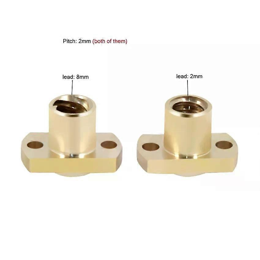 T8 Gewindespindelmutter, T-typ, Doppelt Schneidende Messingflanschmutter Für 3d-druckerzubehör, Steigung 2 Mm, Gewinde 2 Mm/8 Mm