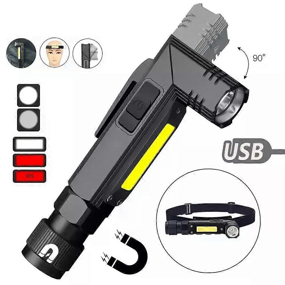 Tragbare Led-cob-arbeitsleuchte, Usb-aufladbar, Wasserdicht, Mit Magnet Am Ende, 90° Drehbar, 5 Modi Für Fahrzeuginspektionen