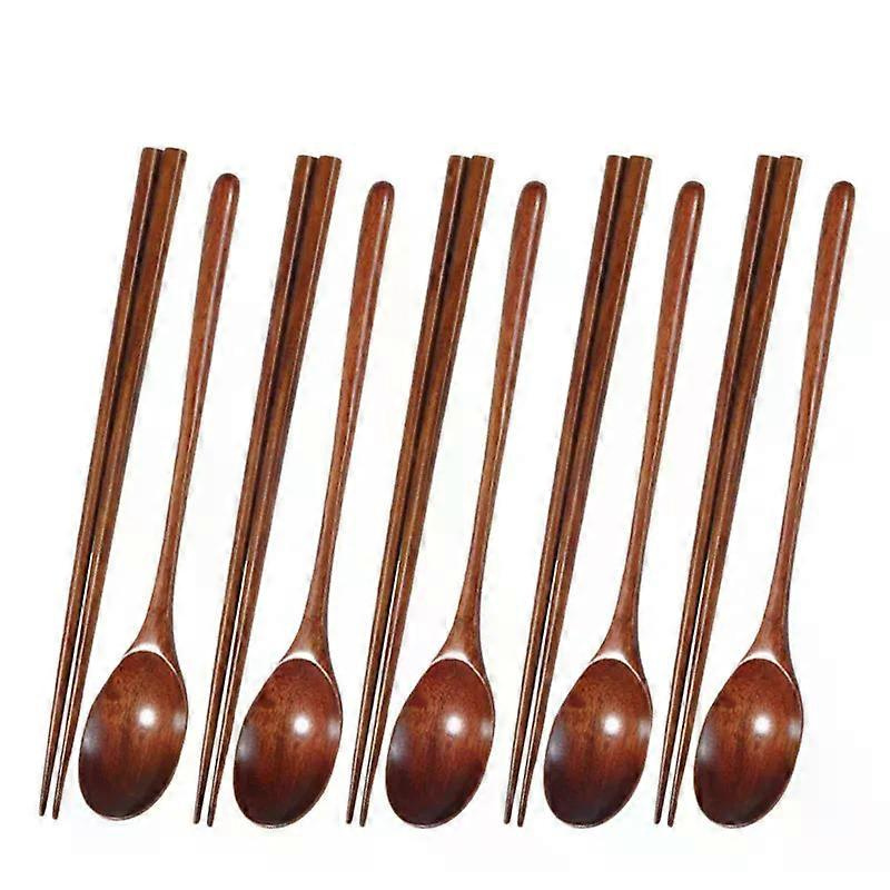 Teakholz-löffel- Und Essstäbchen-set, Antihaftbeschichtet, Suppen- Und Teelöffel, Für Die Küche