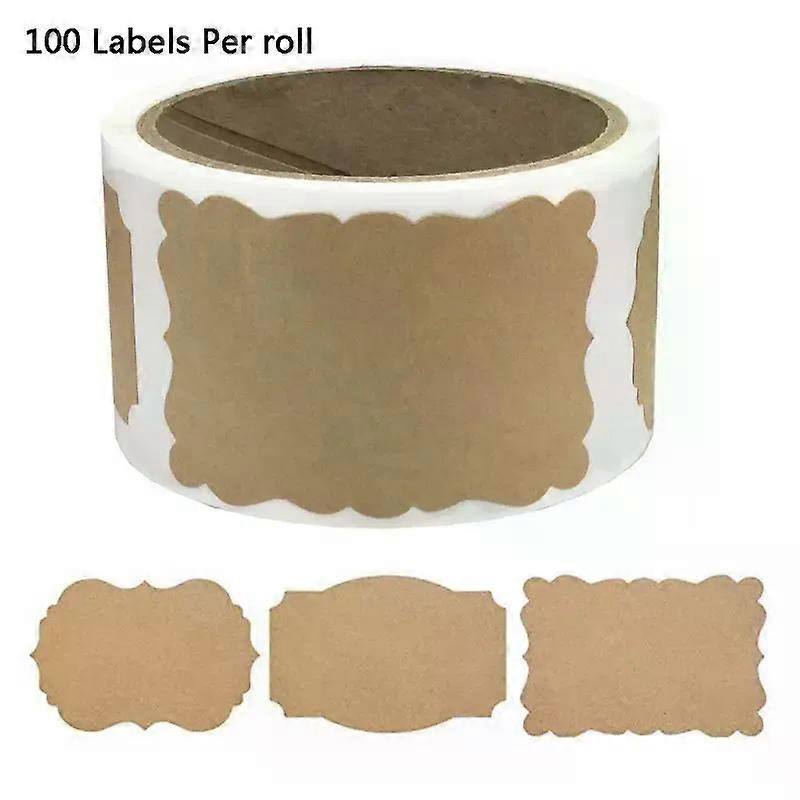 100 Stück/rolle Beschreibbare Etikettenaufkleber, Naturbraune Kraftpapier-aufkleber Für Einmachgläser, Bastelarbeiten, Backwaren, Geschenke, Brotverpackungen