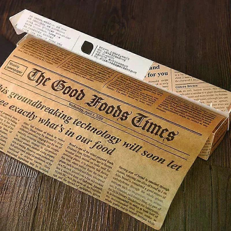 Retro-inspiriertes Englisches Zeitungspapier Für Backwaren, Küchenutensilien, Lebensmittelechtes Fettpapier, Brot-, Sandwich-, Burger-, Pommes- Und Keksverpackungen