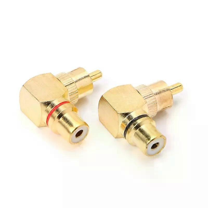 2x Messing-rca-winkelstecker, Vergoldet, 90-grad-adapter