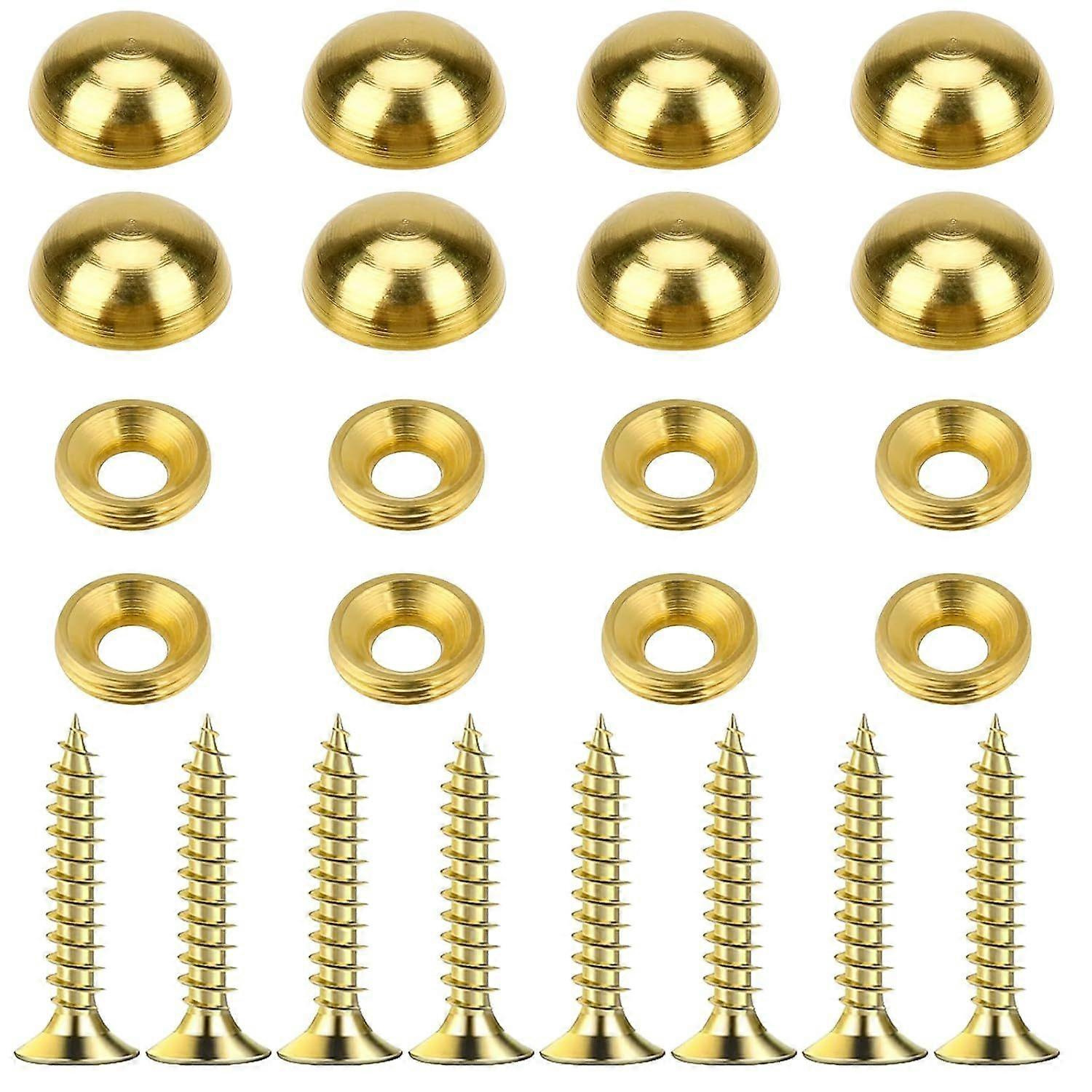 Mabor 8 Stück Zierschrauben Mit Kappen, Spiegelbefestigungsschraubenabdeckungen Aus Reinem Messing, Goldene Polsternägel, Selbstschneidende Schrauben Für Möbel, Schränke Und Spiegel