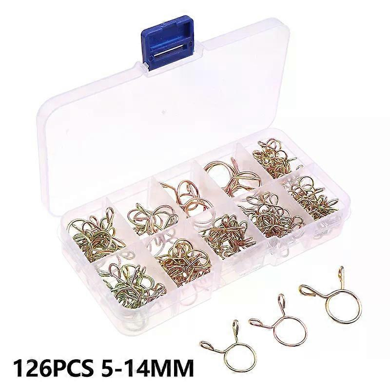 126 Stück/box 5 Mm–14 Mm Schlauchschellen, Verzinkt, Federklemmen, Schlauchschellen, Kraftstoffleitungsschellen Für Boote, Motorräder