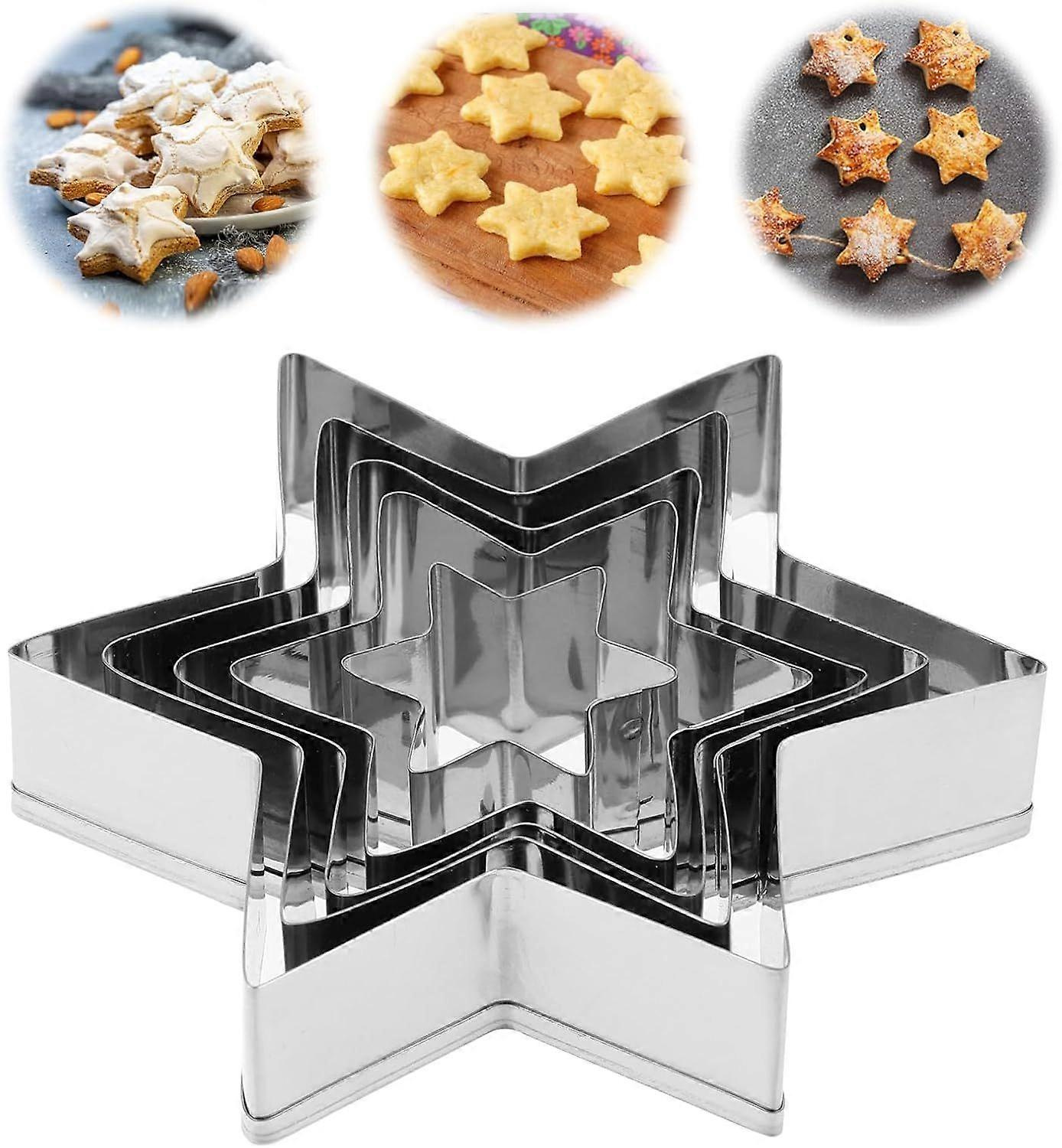 5-teiliges Stern-ausstechformen-set Von Mabor: Mini- Und Große Sterne Aus Edelstahl, Ideal Für Scones, Gebäck, Kuchen, Kekse Und Weihnachtsplätzchen.