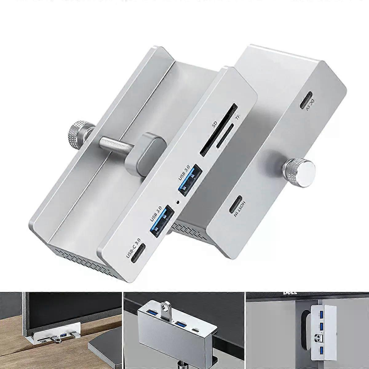6-port-usb-3.0-hub Mit Aluminiumclip, Multi-konzentrator, Dockingstation, Usb-c-splitter-adapter Für Laptops Und Desktop-pcs Mit Tf-kartensteckplatz