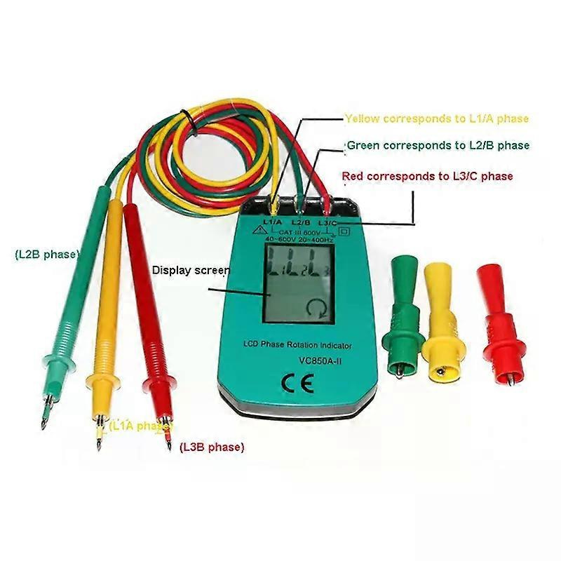 3-phasen-tester, Digitaler Phasenanzeiger, Led-phasensequenzmesser, Spannungsprüfer 40–600 V Ac, Robust, Einfache Installation – A74p