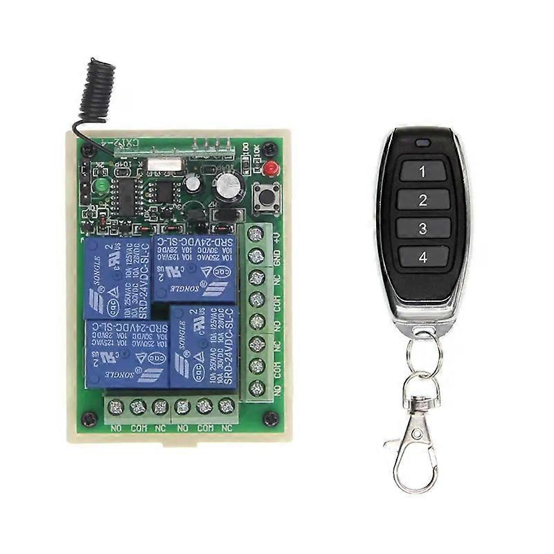 Funkfernbedienung Für Lampenschalter (12 V/24 V, 4 Kanäle) Mit Sender Und Empfänger. Geeignet Für Motor, Computerzugang, Türöffnung Und Stromausschaltung.