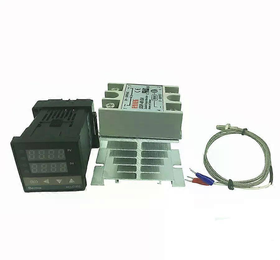 Rex-c100 Digitaler Temperaturregler, Thermostat, Ssr-ausgang, Thermoelementsensor Typ K 48 X 48 + Ssr 40da Festkörperrelais + Sensor