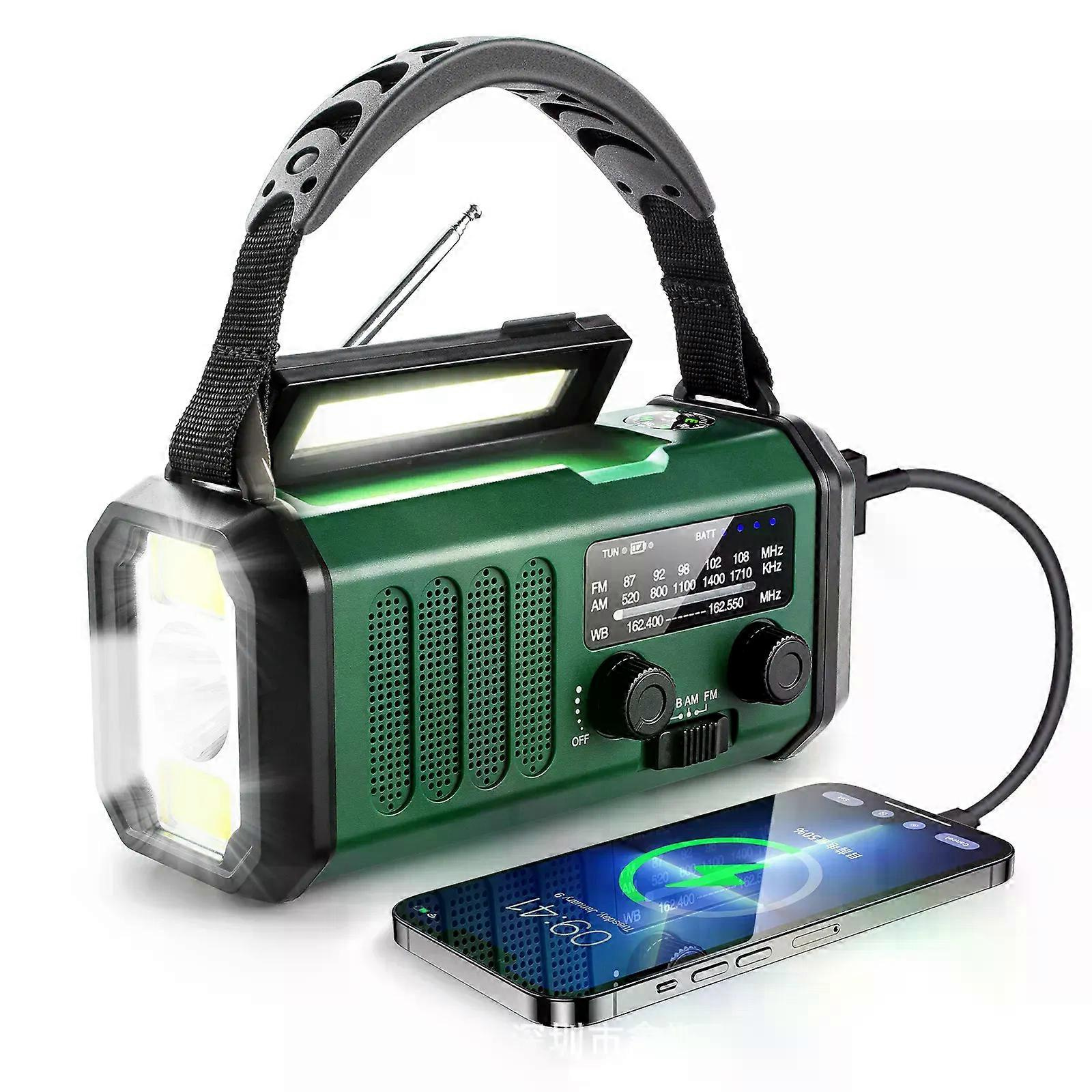 Tragbares Notfallradio Mit Am/fm-empfang, Handkurbel, Solar- Und Usb-ladefunktion, Led-taschenlampe Und Powerbank