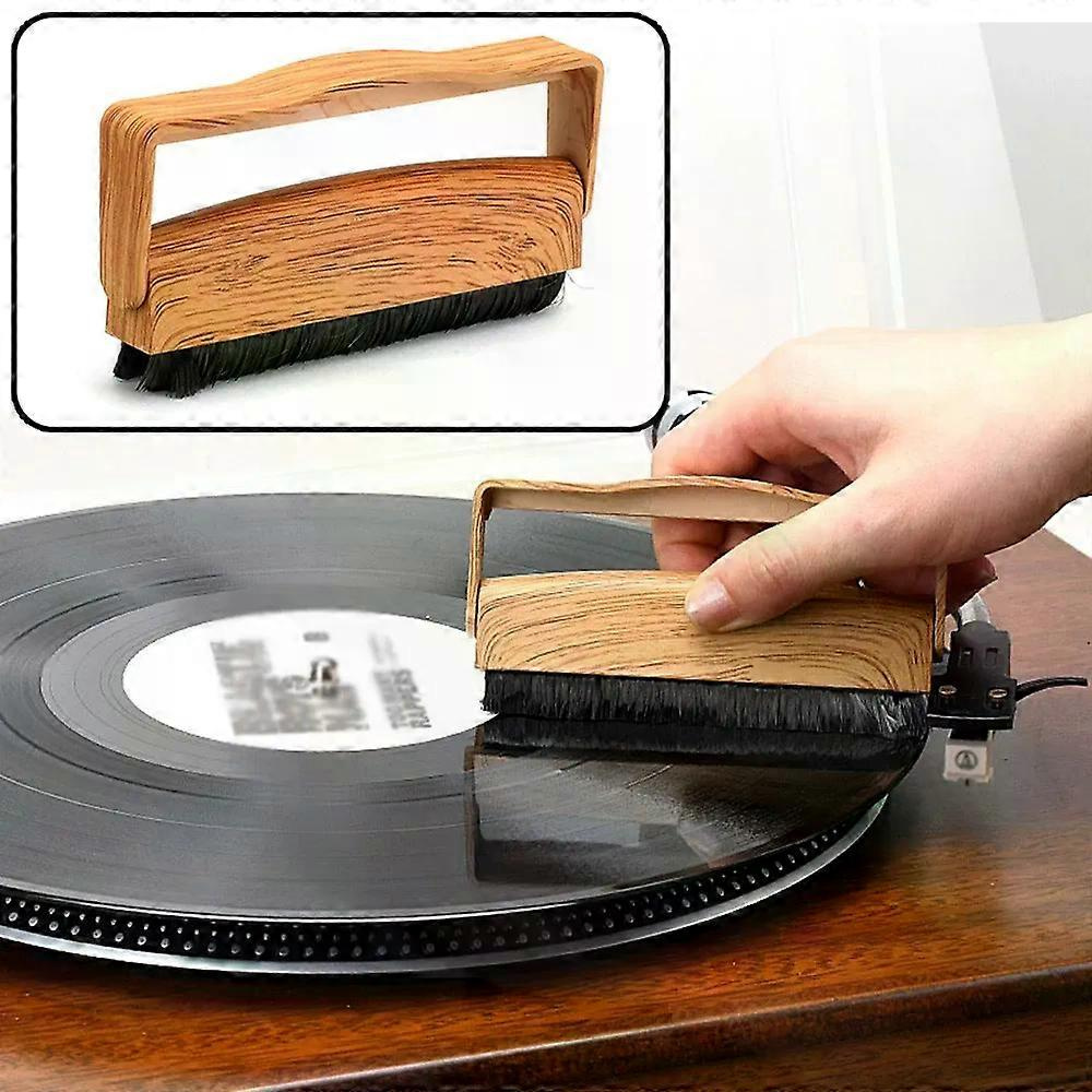 Vinyl-schallplattenreinigungsbürste In Holzoptik – Antistatische Kohlefaser-staub- Und Fleckenentfernung Für Cd-/lp-plattenspieler