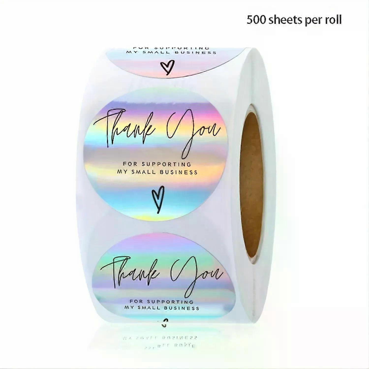 500 Stück/rolle Regenbogen-laser-dankeschön-aufkleber Für Kleinunternehmen, Aufkleber, Klebeetiketten Für Boutiquen, Verpackungsmaterial